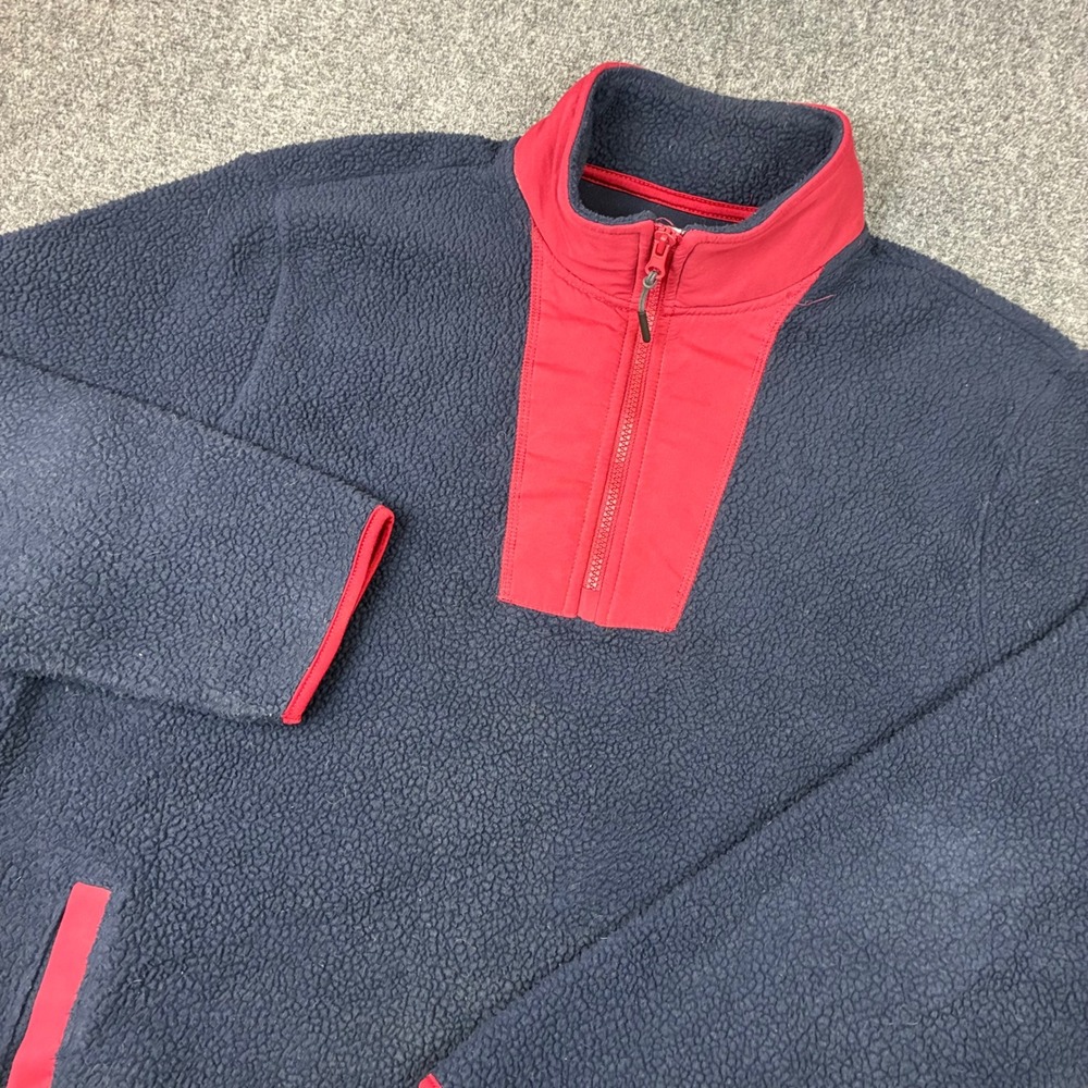 Vintage Old Navy Mens XL Sherpa Fleece Quarter Zip Navy Blue Y2K Mock Neck